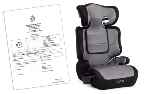 FOTELIK SAMOCHODOWY DLA DZIECI 2W1 PODKŁADKA I-SIZE WZROST 100-150 CM UCHWYT NA NAPOJE ECOTOYS