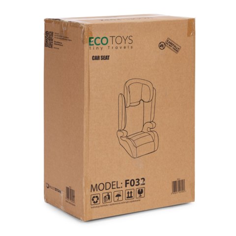 FOTELIK SAMOCHODOWY DLA DZIECI 2W1 PODKŁADKA I-SIZE WZROST 100-150 CM UCHWYT NA NAPOJE ECOTOYS