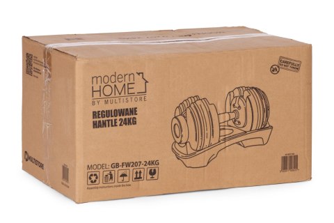 HANTEL REGULOWANY ŻELIWNY Z PODSTAWKĄ OBCIĄŻENIE 2,5-24 KG MODERNHOME