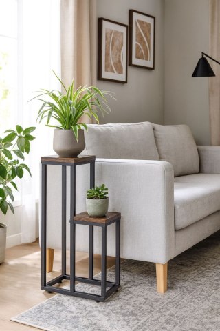 KWIETNIK STOJĄCY STOJAK NA KWIATY OZDOBY 2 PÓŁKI LOFT MODERNHOME