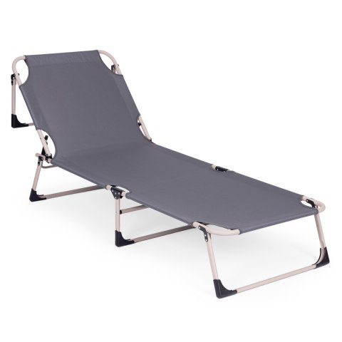 LEŻAK OGRODOWY WĘDKARSKI SKŁADANY Z MATERACEM I PODUSZKĄ SZARY MULTIGARDEN