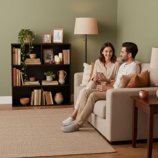 NOWOCZESNY REGAŁ STOJĄCY DO SALONU I SYPIALNI 3 POZIOMY CZARNY MODERNHOME