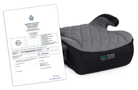 PODKŁADKA ISOFIX SAMOCHODOWA SIEDZISKO DLA DZIECI I-SIZE WZROST 125-150 CM UCHWYT NA NAPOJE ECOTOYS