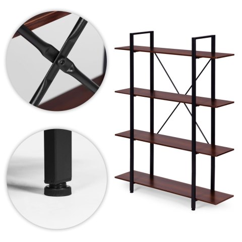 REGAŁ LOFTOWY INDUSTRIALNY DO SALONU BIURA 4 PÓŁKI METALOWA RAMA MODERNHOME