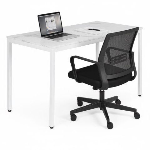 STÓŁ DO KUCHNI JADALNI DLA 4-5 OSÓB BIURKO KOMPUTEROWE 120X60 CM BIAŁY MARMUR MODERNHOME