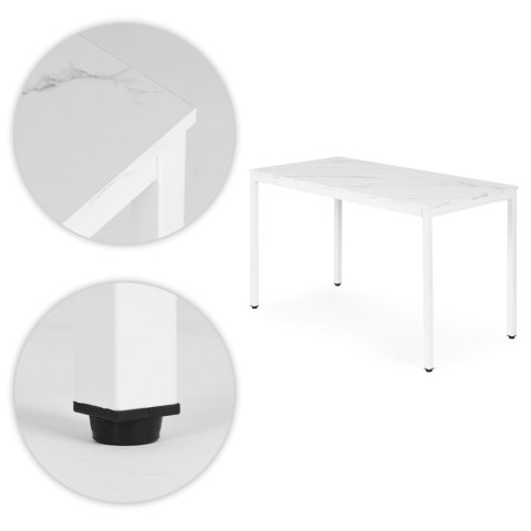 STÓŁ DO KUCHNI JADALNI DLA 4-5 OSÓB BIURKO KOMPUTEROWE 120X60 CM BIAŁY MARMUR MODERNHOME