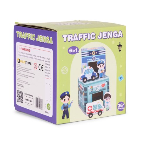 WIEŻA DO UKŁADANIA PIRAMIDA MIASTO SORTER Z FIGURKAMI I POJAZDAMI 18 ELEMENTÓW