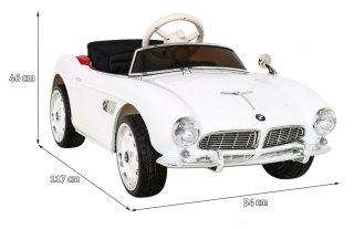 Autko BMW 507 Retro elektryczne dla dzieci Biały roadster