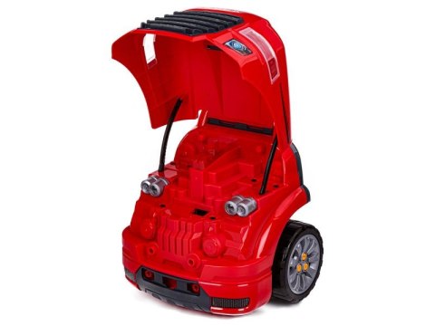 Zestaw Mechanika, Samochód Auto Silnik Do Rozkręcania, Warsztat 61 Elementów, Ciężarówka, Czerwony Truck