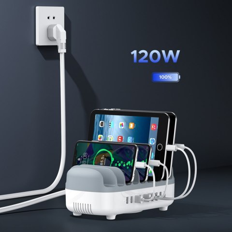 Inteligentna stacja ładowania DUK-10P-V1 do telefonów tabletów 10x USB-A - biała