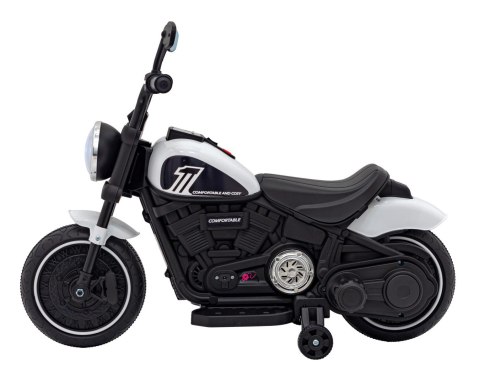 Motorek Chopper FASTER na akumulator dla dzieci Biały + Radio FM + Panel audio + LED