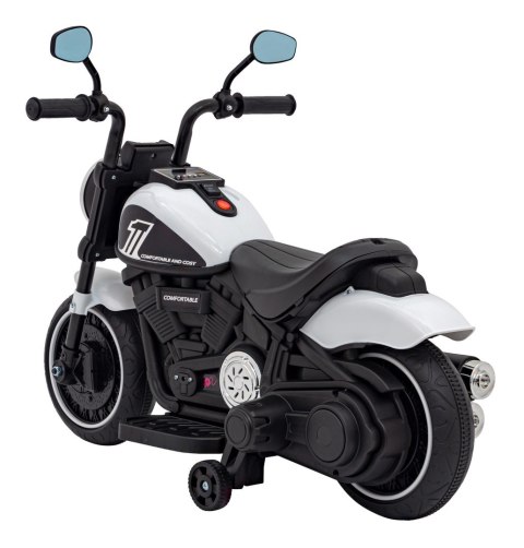 Motorek Chopper FASTER na akumulator dla dzieci Biały + Radio FM + Panel audio + LED