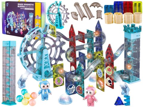 Świecące Klocki Magnetyczne, Tor Kulkowy Dla Kulek 129 Elementów Kulodrom