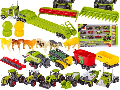 Zestaw Maszyn Rolniczych, Farma, Autka Traktory Resoraki + Akcesoria