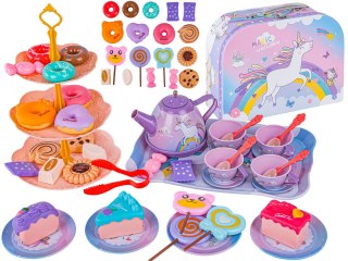 Zestaw kawowy w kuferku, Czajnik, Filiżanki, Słodycze + Akcesoria 48 el.