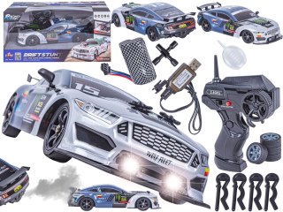 DUŻY Samochód Do Driftu Auto RC Drift 1:16 2,4 GHz PARA DYM Grafitowy Mustang 4WD LED
