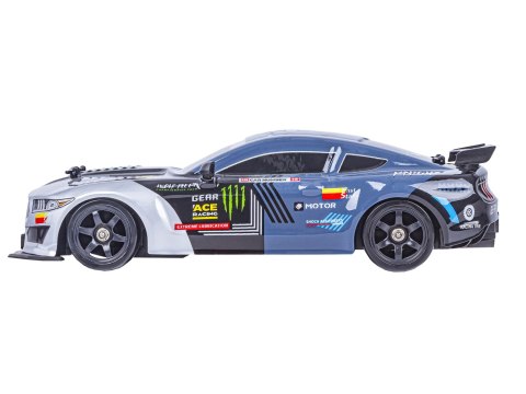 DUŻY Samochód Do Driftu Auto RC Drift 1:16 2,4 GHz PARA DYM Grafitowy Mustang 4WD LED