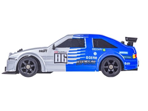 DUŻY Samochód Do Driftu Auto RC Drift 1:16 2,4 GHz PARA DYM Srebrna Toyota 4WD LED