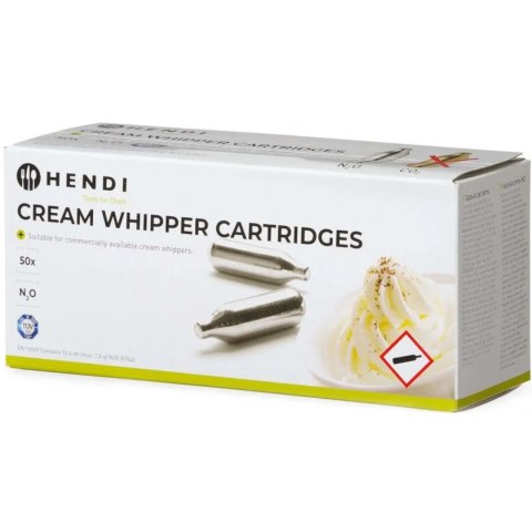 Naboje do syfonu do bitej śmietany z gazem N2O 50 szt. - Hendi 586907