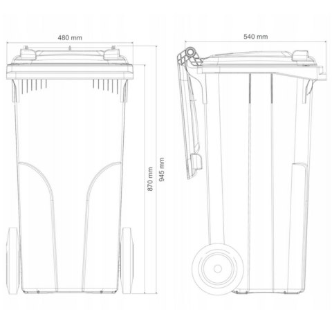 Pojemnik kubeł na BIO odpadki i śmieci spożywcze ATESTY Europlast Austria - brązowy 120L BIO