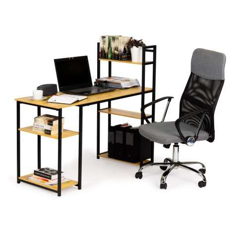 BIURKO KOMPUTEROWE BIUROWE STÓŁ + REGAŁ PÓŁKI LOFT JASNY DĄB MODERNHOME