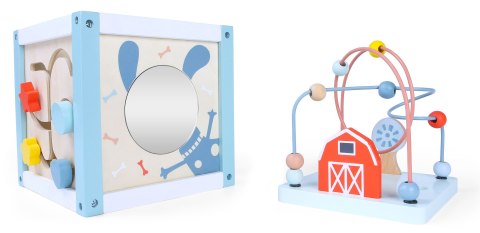 DREWNIANA KOSTKA EDUKACYJNA SORTER +KLOCKI ECOTOYS