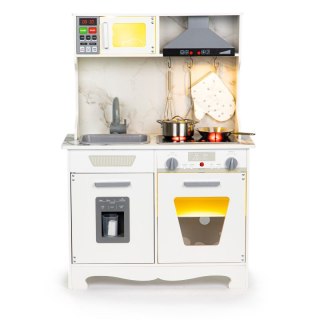 DREWNIANA KUCHNIA DLA DZIECI DŹWIĘKI LED + AKCESORIA ECOTOYS
