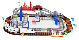 KOLEJKA I AUTO NA BATERIE DWA TORY MIASTO 108 ELEMENTÓW