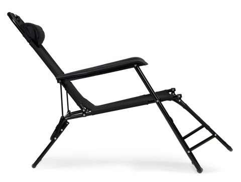 LEŻAK OGRODOWY Z ZAGŁÓWKIEM SKŁADANA KONSTRUKCJA CZARNY MULTIGARDEN