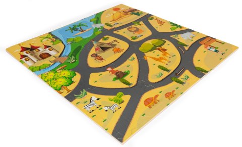 MATA PIANKOWA DLA DZIECI PUZZLE SAFARI 9EL 93X93CM ECOTOYS