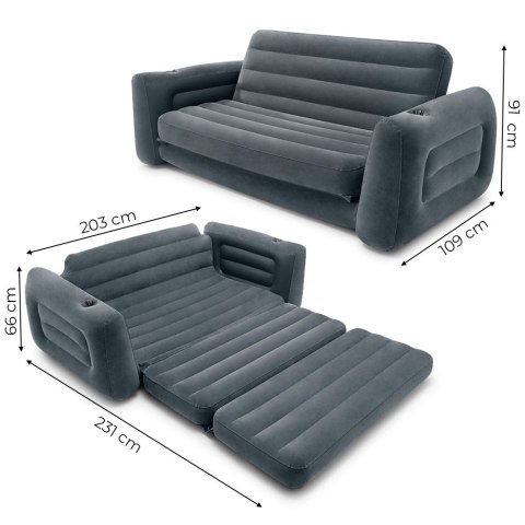 SOFA DMUCHANA ROZKŁADANA DUŻE ŁÓŻKO MATERAC 2W1 INTEX 66552