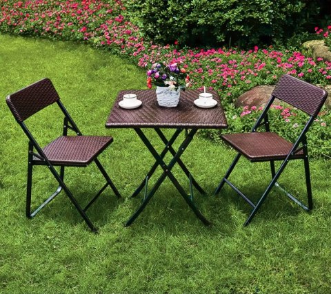 STOLIK OGRODOWY SKŁADANY STÓŁ KAWOWY RATAN BALKON 62 CM MODERNHOME