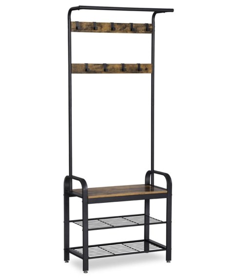 WIESZAK STOJAK NA UBRANIA REGAŁ NA BUTY DREWNIANY LOFT