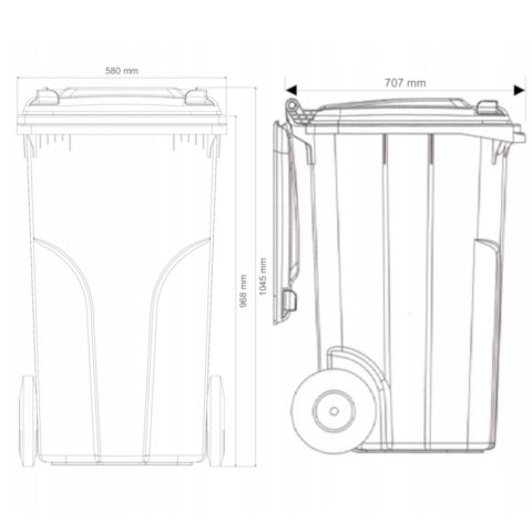 Pojemnik kubeł kosz na BIOodpady z podwójnym dnem brązowy 240L BIO + RUSZT