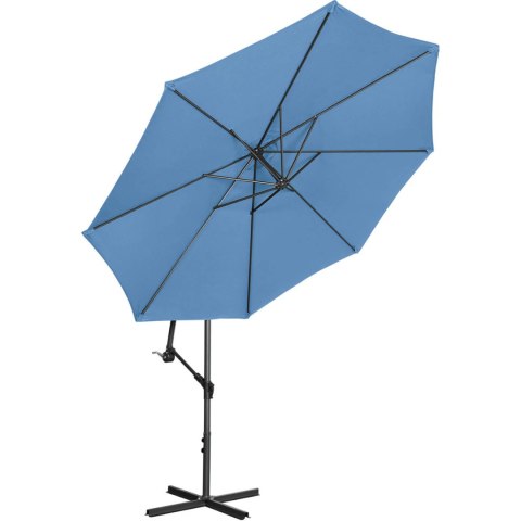Parasol ogrodowy na wysięgniku okrągły uchylny śr. 300 cm niebieski
