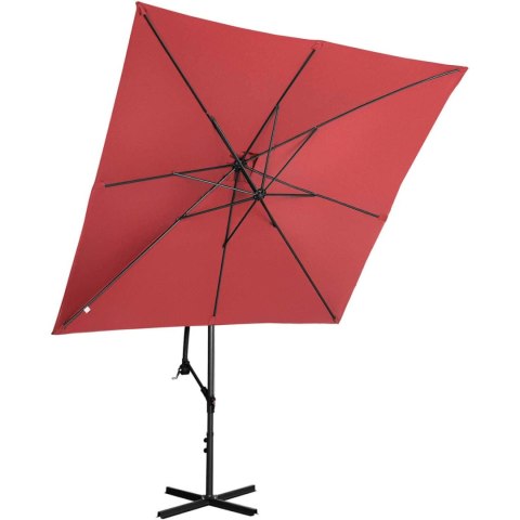 Parasol ogrodowy na wysięgniku kwadratowy 250 x 250 cm bordowy