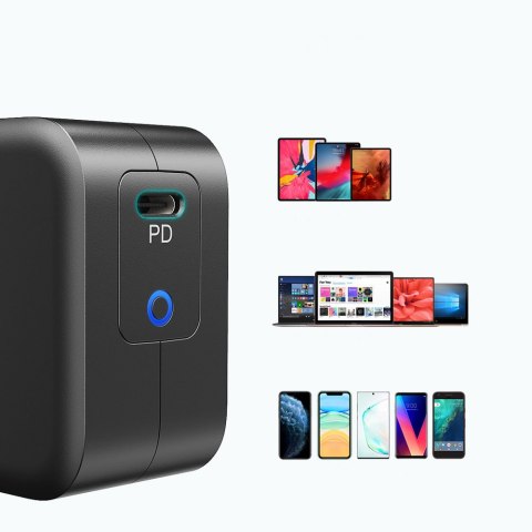 Szybka ładowarka sieciowa GaN USB Typ C 61W 3A PowerDelivery czarny