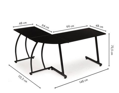 BIURKO NAROŻNE GAMINGOWE BIUROWE LOFT SZKOLNY STÓŁ CZARNY