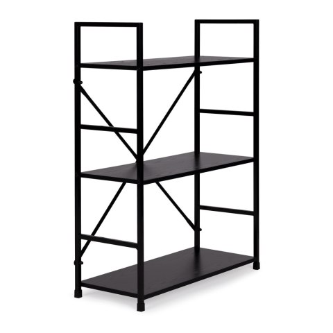 REGAŁ DREWNIANY METALOWA RAMA SZEROKI LOFT 3 PÓŁKI CZARNY MODERNHOME