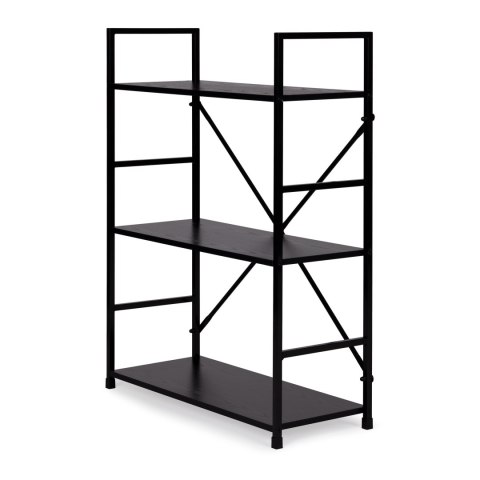 REGAŁ DREWNIANY METALOWA RAMA SZEROKI LOFT 3 PÓŁKI CZARNY MODERNHOME