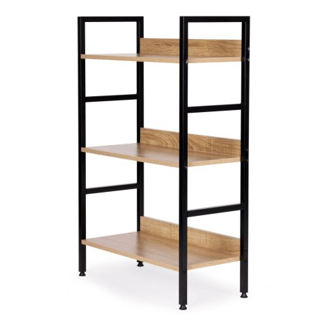 REGAŁ DREWNIANY NOWOCZESNY METALOWA RAMA LOFT 3 PÓŁKI MODERNHOME