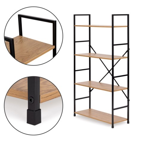 REGAŁ DREWNIANY SZEROKI 4 PÓŁKI NOWOCZESNY LOFT MODERNHOME