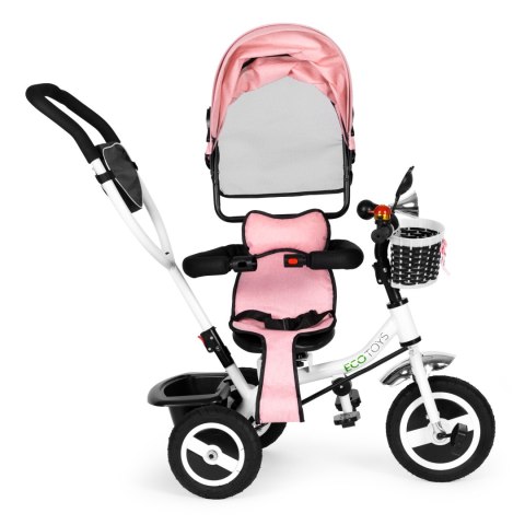 ROWER TRÓJKOŁOWY OBRACANY DASZEK WYTRZYMAŁE GUMOWE KOŁA RÓŻOWY ECOTOYS