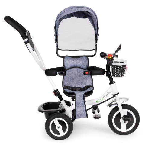 ROWER TRÓJKOŁOWY OBRACANY DASZEK WYTRZYMAŁE GUMOWE KOŁA SZARY ECOTOYS