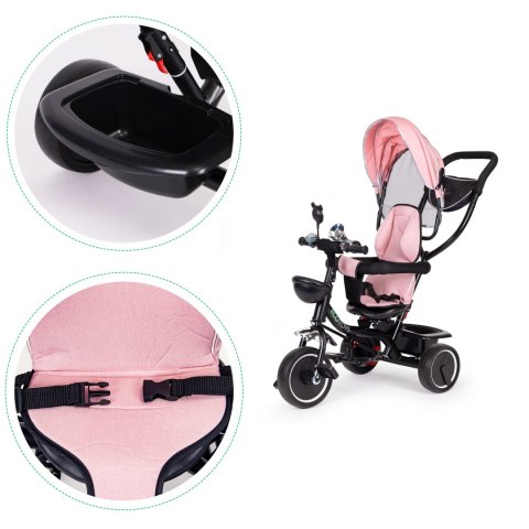 ROWEREK TRÓJKOŁOWY Z OBRACANYM SIEDZENIEM DASZEK RÓŻOWY ECOTOYS