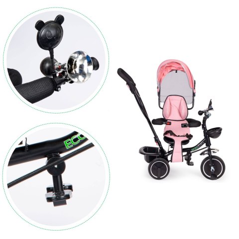 ROWEREK TRÓJKOŁOWY Z OBRACANYM SIEDZENIEM DASZEK RÓŻOWY ECOTOYS