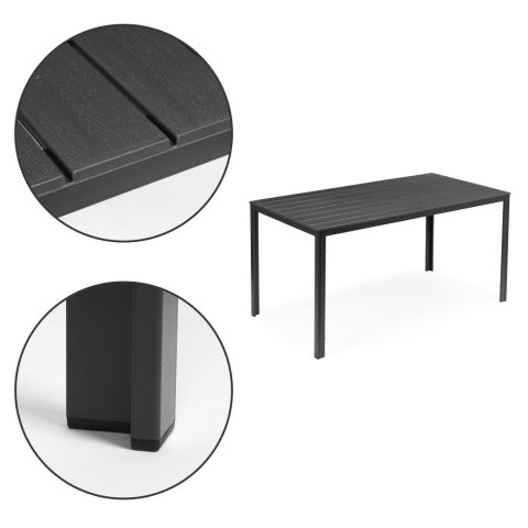 STÓŁ OGRODOWY 6-OSOBOWY 156X78 CM POLYWOOD MEBLE NA TARAS SZARY