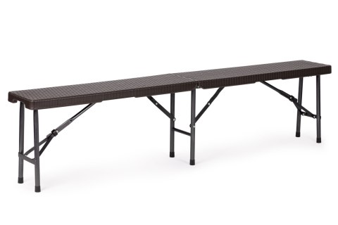 ZESTAW CATERINGOWY STÓŁ BANKIETOWY 180 CM 2 ŁAWKI RATAN BRĄZ MODERNHOME