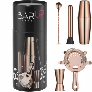 Zestaw barmański w tubie shaker jigger sitko muddler łyżka - miedziany