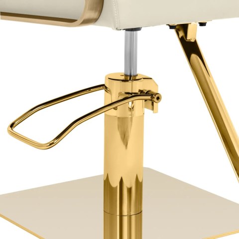 Fotel fryzjerski barberski kosmetyczny z podnóżkiem Physa OTLEY - kremowo złoty